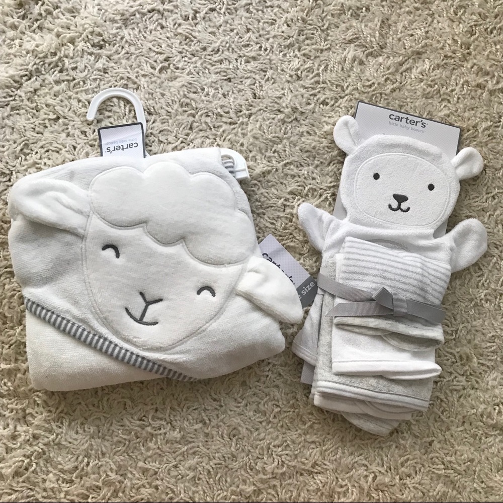 Carter’s bath towel, washcloths, & mit